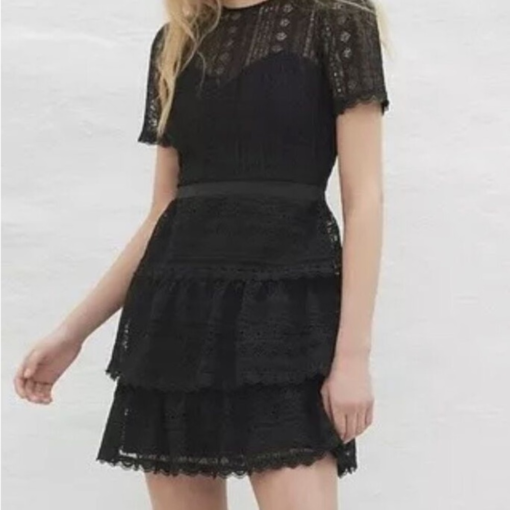 Express Lace Tiered Fit and Flare Dress